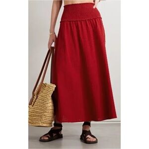 Hill House x Net-A-Porter Shir Swiss-Dot Cotton Maxi Skirt - Red Floaty Skirt